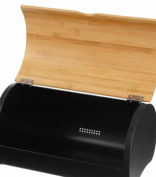 Lunch box - Conteneur - Bambou/inox - Marron/Noir + couteau à pain gratuit